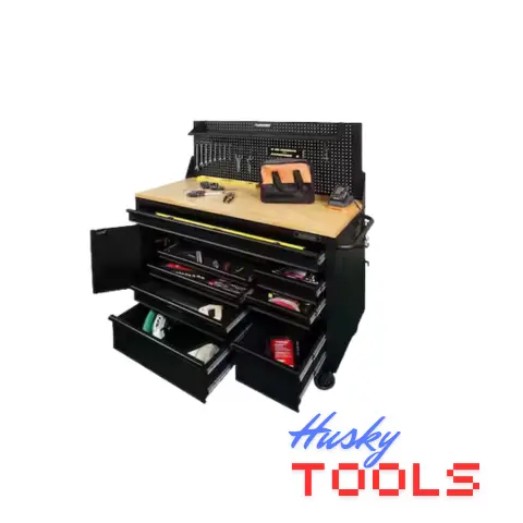 Husky D - Heavy Duty 10-Drawer 1-Door Mobile Workbench under