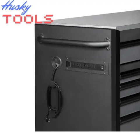 matte black with black trim husky mobile workbenches corner