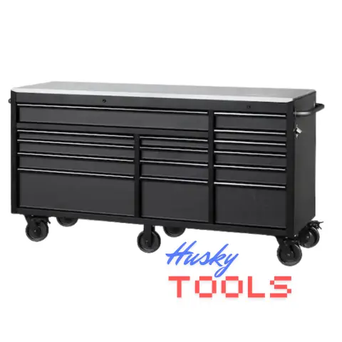 matte black with black trim husky mobile workbenches